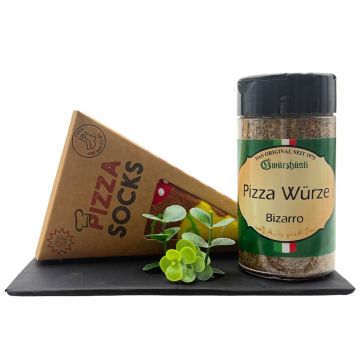 1er Geschenk mit Pizza Socken und Pizza Würze