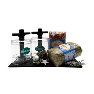 Geschenkset "Gwürzhüsli"-Mühlen mit 2 Salzmischungen