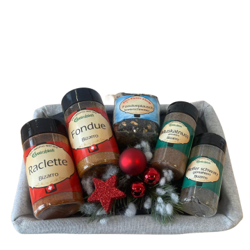 Raclette Korb, weihnachtlich dekoriert