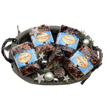 Tee Korb, weihnachtlich dekoriert